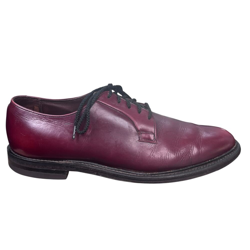 Vintage Allen Edmonds Leeds Burgundy Plain Toe Blucher Dress Shoes Mens 10.5 D/B